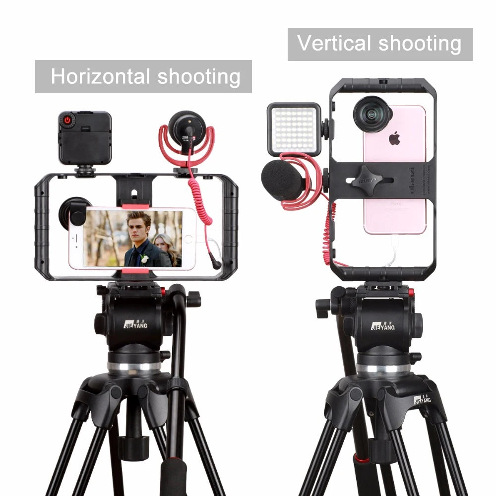 Ulanzi Smartphone Cage Filmmaking Case Small U Rig Hand Grip Phone Video Stabilizer With Cold Mount for iPhone 13 14 15 Android