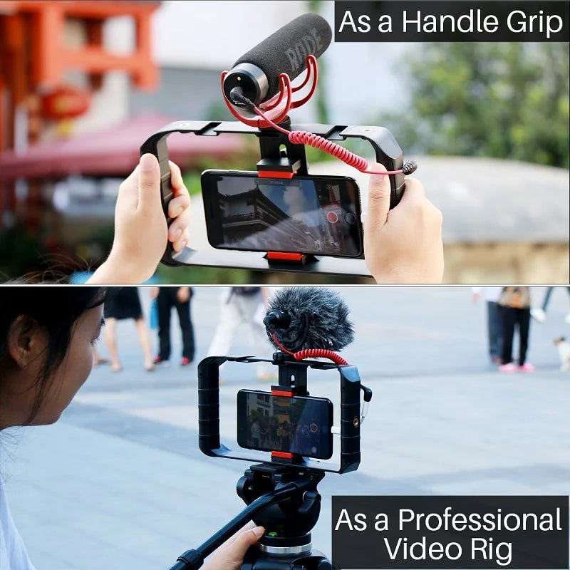 Ulanzi Smartphone Cage Filmmaking Case Small U Rig Hand Grip Phone Video Stabilizer With Cold Mount for iPhone 13 14 15 Android