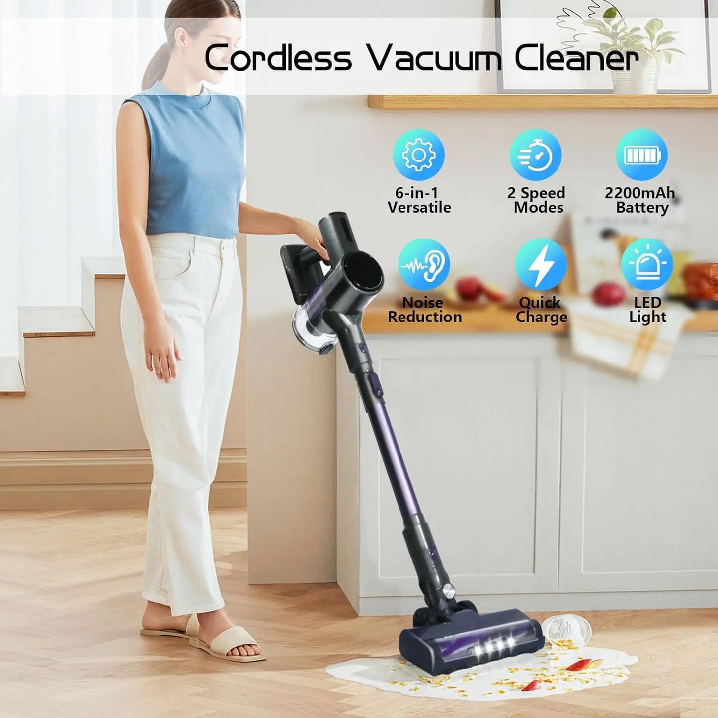 Cleaning Machine Portable Vacuum Cleaner Wireless For Home 20Kpa Strong Suction For Mite control Floor Sofa Curtains Pet Hair