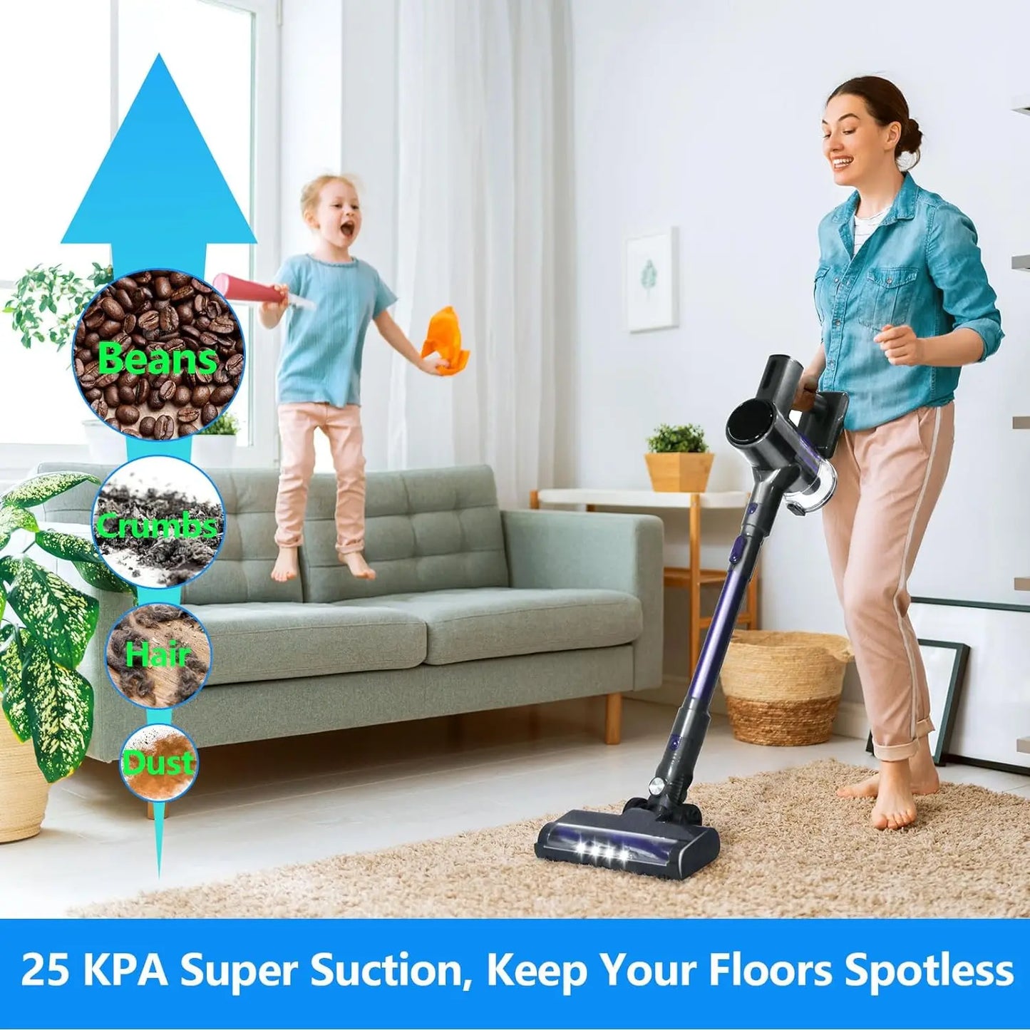 Cleaning Machine Portable Vacuum Cleaner Wireless For Home 20Kpa Strong Suction For Mite control Floor Sofa Curtains Pet Hair